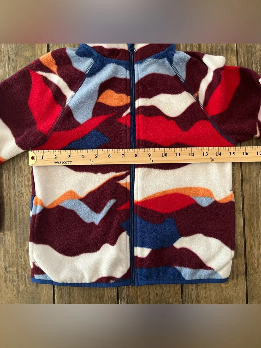 wonder nation Boys Fleece Jacket in Red, Blue & White Pattern size 6-7